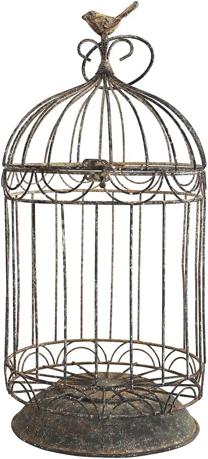 Shabby Chic Metal Bird Cage with Antique Finish