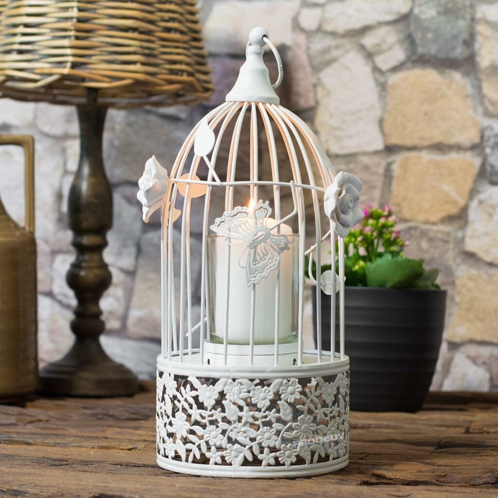 Vintage Floral Bird Cage Candle Holder