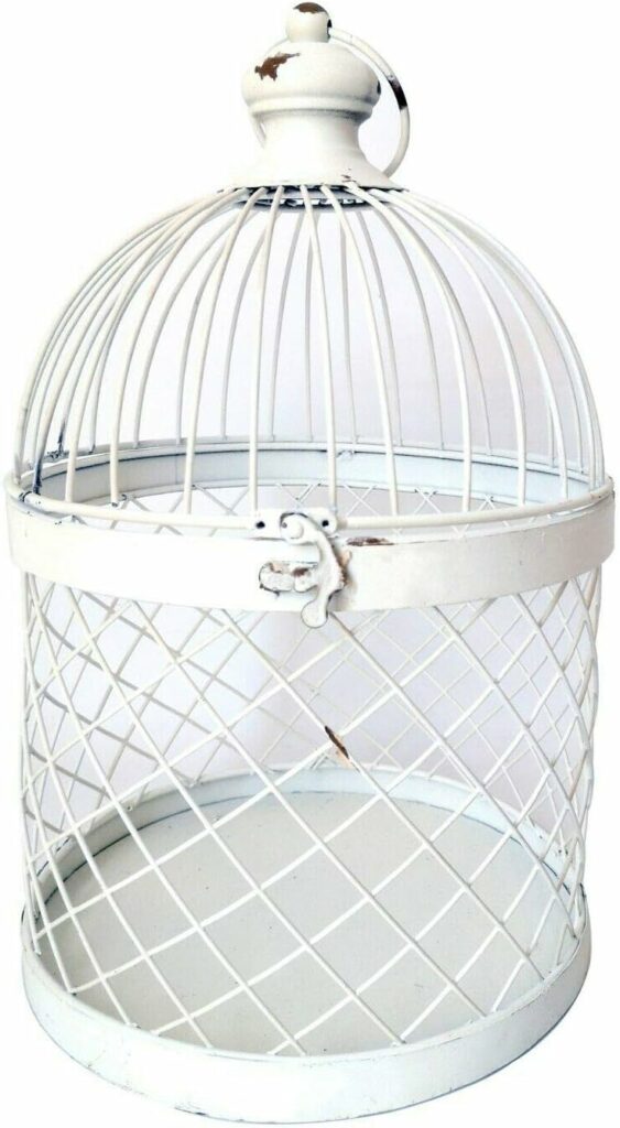 White Metal Wedding Table Centrepiece Bird Cage Candle